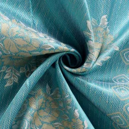 Romee Blue Jaquard Floral Curtains and Sheers image 3