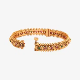 Kushal's Fashion Jewellery Ruby Green Gold Polished Antique Bangle for Women image 3