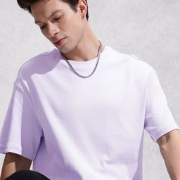 WROGN Oversized Fit Self Design Textured Pure Cotton T-shirt-picture-23