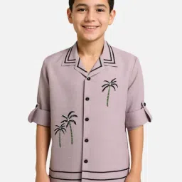 Cavio Boys Pink Cotton Embroidery Shirt-picture-47
