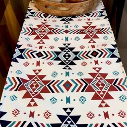 Akira Furnishings Dining Table Runner With A Vibrant Ikat Printed image 4