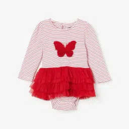 Juniors by Lifestyle Red & White Cotton Embroidered Full Sleeves Bodysuit Set-picture-31