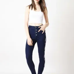 Miss Chase Navy High Rise Patchwork Jeans image 4