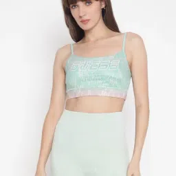 Guess Green Printed Shoulder Strap Sleeveless Crop Top-image-84