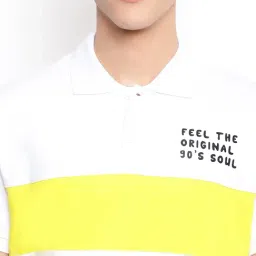 Belliskey White Regular Fit Color-Block Polo T-Shirt image 5