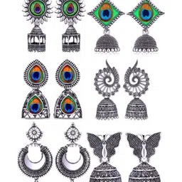 MEENAZ Peacock Shaped Jhumkas Earrings-picture-33