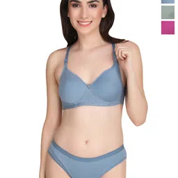 Liigne Women Pack Of 3 Women Everyday Padded Bra Pure Cotton Lingerie Set-picture-33