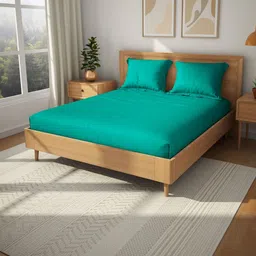 Himeya Turquoise Blue 152 TC King Bedsheet with 2 Pillow Covers image 2