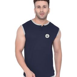 BEYOU FASHION Men Solid Henley Neck Cotton Slim Fit T-shirt-picture-30