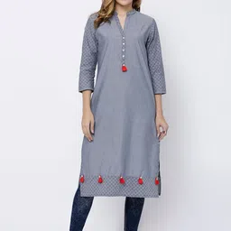 Vishudh Women Grey Printed Straight Kurta-image-16