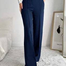 BROADSTAR Women Smart Straight Fit High-Rise Easy Wash Pleated Trousers-image-25