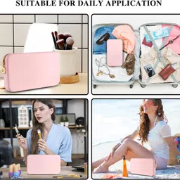 INOVERA (LABEL) Makeup Brush Holder Pouch Case for Travel - Silicone Cosmetic Brushes Kit - Travelling Make up Organizer Bag (Pink) image 5