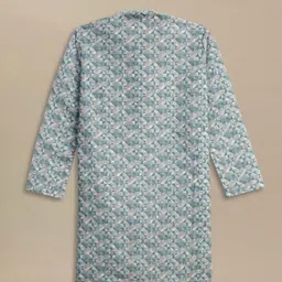 here&now x sanwara Sanwara Boys Geometric Printed Mandarin Collar Pure Cotton Straight Kurta image 3