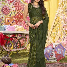 DIVASTRI Floral Embroidered Poly Georgette Saree-image-54