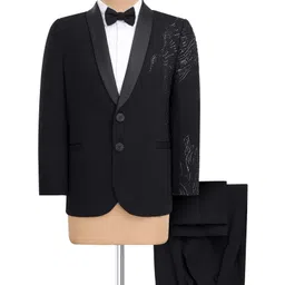 Babyhug Knit Full Sleeves Embellished 3 Piece Party Suit with Bow - Black-picture-11