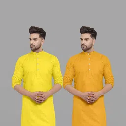 VS MALL Men Mustard Kurtas-picture-33