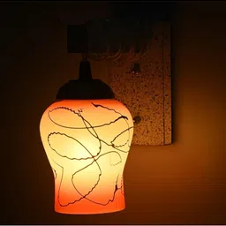 1ST TIME Orange & Brown Textured Wood Contemporary Wall Lamp image 4