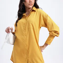 glitchez Cuddle Core High-Low Mini Relaxed Fit Shirt Style Dress-image-23