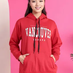 MACK JONNEY Women Typography Printed Long Sleeve Hooded Pullover Sweatshirt-image-19