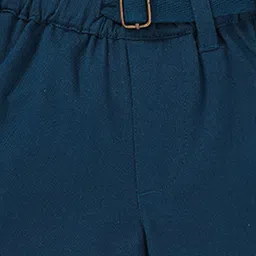 Ed-a-Mamma Sustainable Cotton Shorts Solid Colour With Buckle - Dark Blue image 3