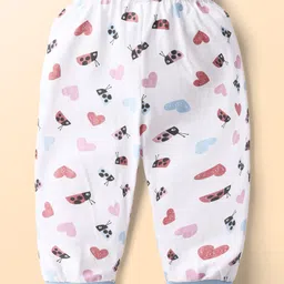 Pink Rabbit Single Jersey Knit Full Sleeves Night Suit with Lady Bug & Heart Print - Light Blue image 5