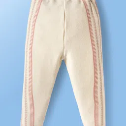 Babyoye 100% Cotton Knit Full Sleeves Co-ords Front Open Sweater Set with Cable Knit Design - Off White image 5