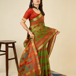 Rangtulika Ethnics Woven Design Zari Saree image 3