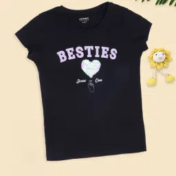 Pantaloons Junior Girls Jet Black Printed T-Shirt-image-66