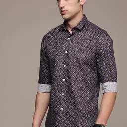 SIMON CARTER LONDON Men Brown Slim Fit Printed Casual Shirt image 4