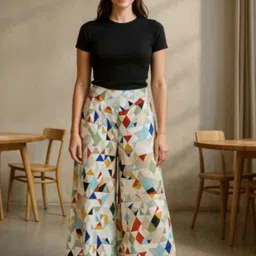 DressBerry Women Multi Polyester Printed Wide Leg Anti Fit Trousers-image-40