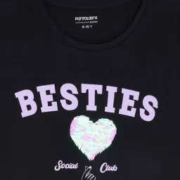 Pantaloons Junior Girls Jet Black Printed T-Shirt image 3