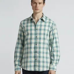 Pepe Jeans Green Cotton Regular Fit Checks Shirt-image-3