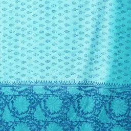 Unnati Silks Blue Cotton Printed Saree With Unstitched Blouse image 3