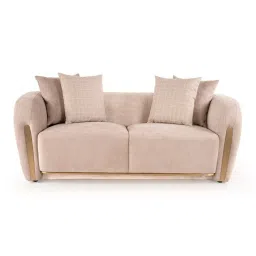 Durian Modern Ashen Fabric 2 Seater Sofas with 4 Throws Cushions image 3