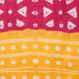 Unnati Silks Pink & Yellow Cotton Printed Saree With Unstitched Blouse image 3