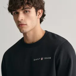 Gant Men Black Round Neck Full Sleeves Sweatshirt image 3