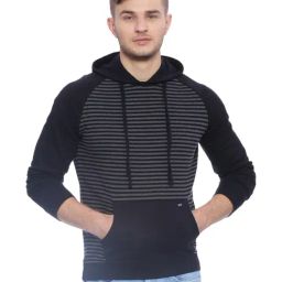 Basics Black Slim Fit Striped Sweatshirt-picture-43