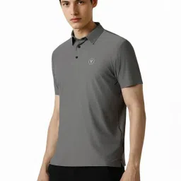 Van Heusen Grey Regular Fit Texture Polo T-Shirt image 3