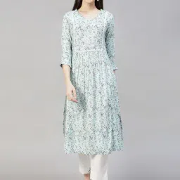 Fashor Blue Floral Print Straight Kurta-picture-13