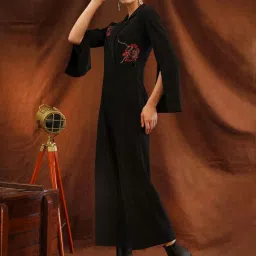 Kazo Black Regular Fit Embellished Jumpsuit image 3