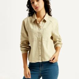 Levi's Women's Solid Spread Collar Shirt-picture-4