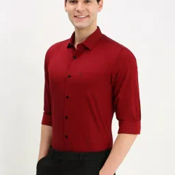 Allen Solly Maroon Slim Fit Texture Shirt image 3