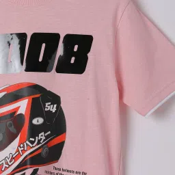 Fame Forever by Lifestyle Boys Pink Cotton Placement Print T Shirt image 3
