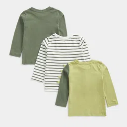 mothercare Boys Pack Of 3 Striped Round Neck Pure Cotton T-shirts image 3