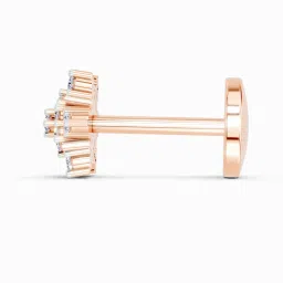 Sparkles 14k (585) Rose Gold Lab Grown Diamond 0.05 CT Round Shape Snowflake Shine Nose Pin image 3
