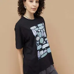 Ginger by Lifestyle Black Cotton Printed T-Shirt image 3