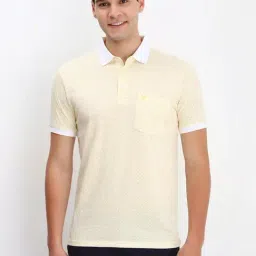 Allen Solly Yellow Cotton Regular Fit Printed Polo T-Shirt-image-79