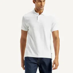 Levi's White Cotton Slim Fit Polo T-Shirt-image-5