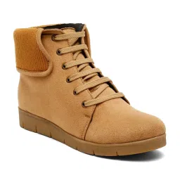 Flat N Heels Women's Beige Derby Boots image 3