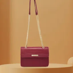 Caprese Hanna Maroon Animal Effect Shoulder Bag-image-22